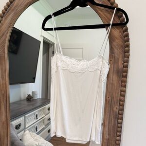 White Lace Trim Cami Top